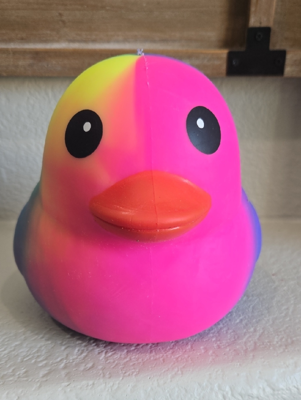 Squeeezy Rainbow Pink Rubber Duck Dog & Bird Toy